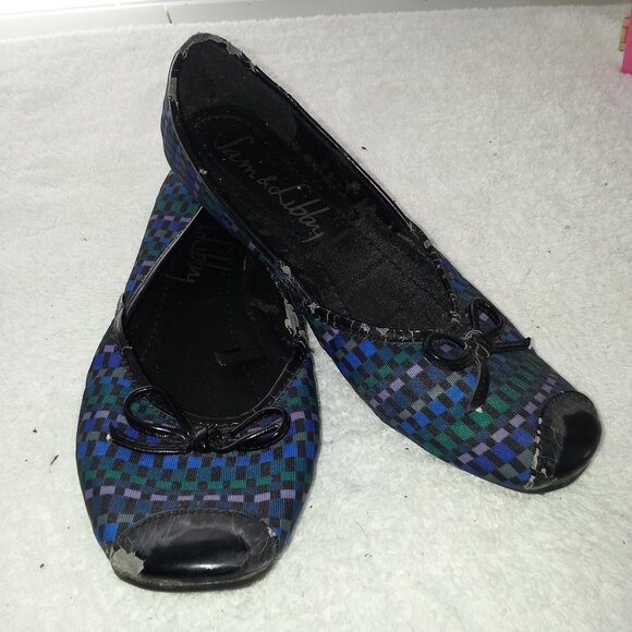 Sam and Libby Pattern Ballet Flats Vintage Worn - Picture 1 of 6
